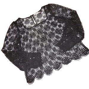 Blouse Black Lace NEW Long Sleeve tunic blouse see-through summer tunic top